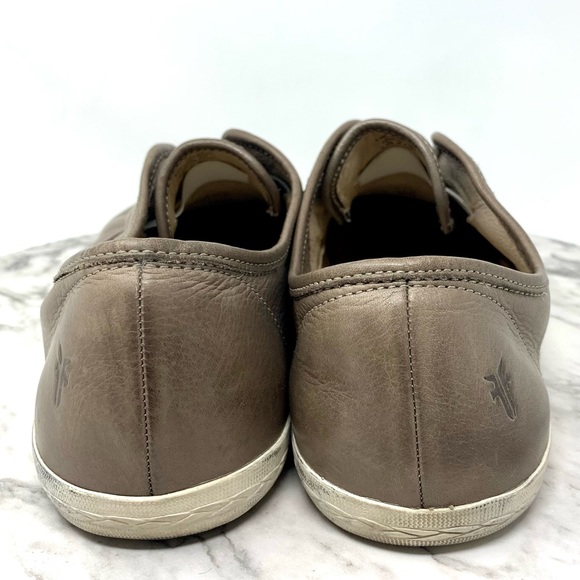 Frye Mindy Slip On Oxford Sneakers Gray Taupe Leather 8.5 Casual Academia Retro - Picture 5 of 12